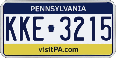 PA license plate KKE3215