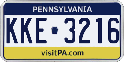 PA license plate KKE3216