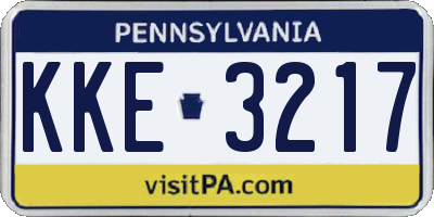 PA license plate KKE3217