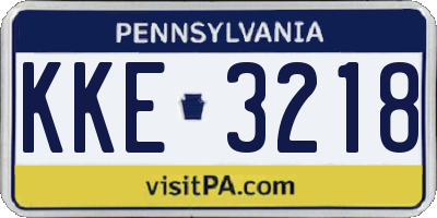 PA license plate KKE3218