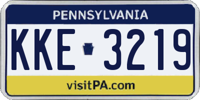 PA license plate KKE3219