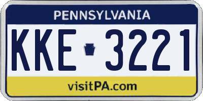 PA license plate KKE3221