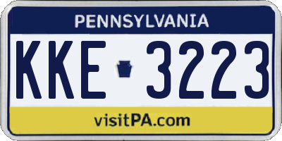 PA license plate KKE3223