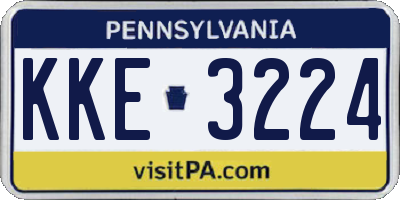 PA license plate KKE3224