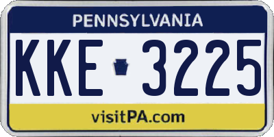 PA license plate KKE3225