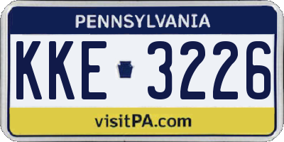 PA license plate KKE3226