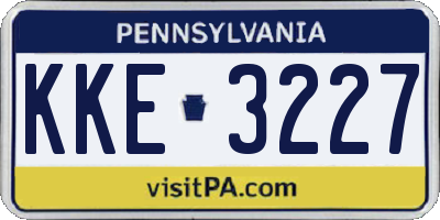 PA license plate KKE3227