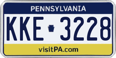 PA license plate KKE3228