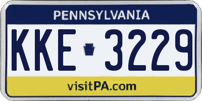 PA license plate KKE3229