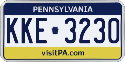 PA license plate KKE3230