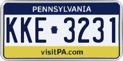 PA license plate KKE3231
