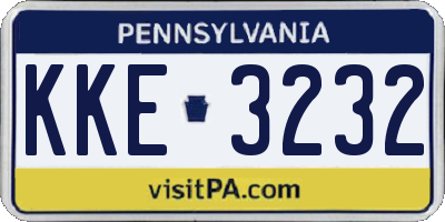 PA license plate KKE3232