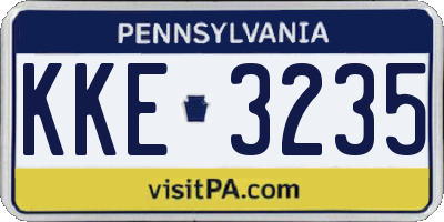 PA license plate KKE3235