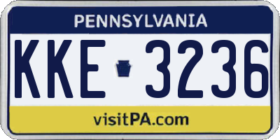PA license plate KKE3236