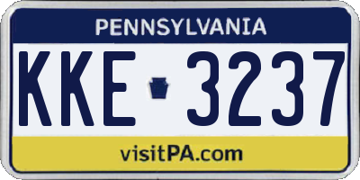 PA license plate KKE3237