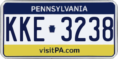 PA license plate KKE3238