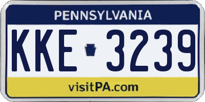 PA license plate KKE3239
