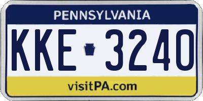 PA license plate KKE3240