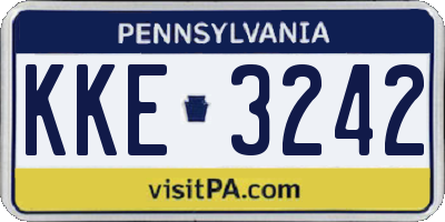 PA license plate KKE3242