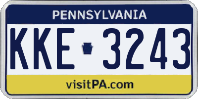 PA license plate KKE3243