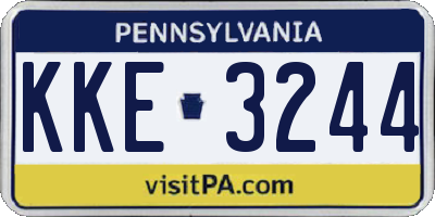 PA license plate KKE3244