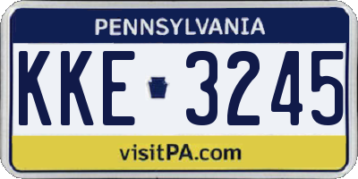 PA license plate KKE3245