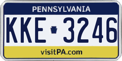 PA license plate KKE3246