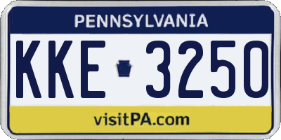 PA license plate KKE3250