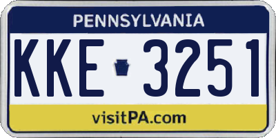 PA license plate KKE3251