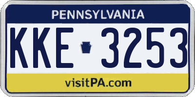 PA license plate KKE3253