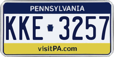 PA license plate KKE3257