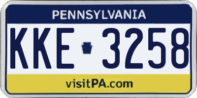 PA license plate KKE3258