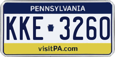 PA license plate KKE3260