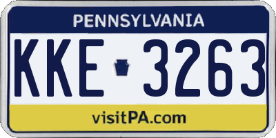PA license plate KKE3263
