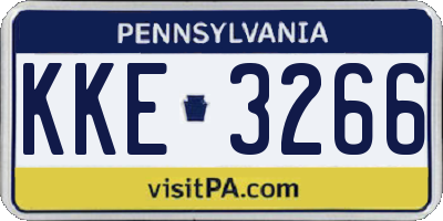 PA license plate KKE3266