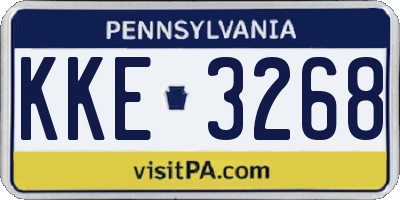 PA license plate KKE3268