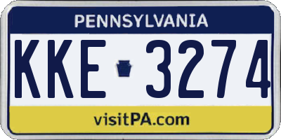 PA license plate KKE3274