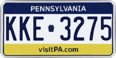 PA license plate KKE3275