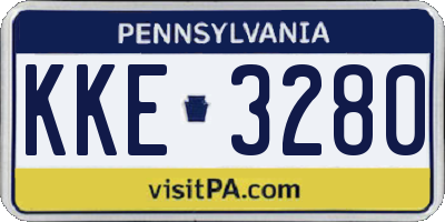 PA license plate KKE3280