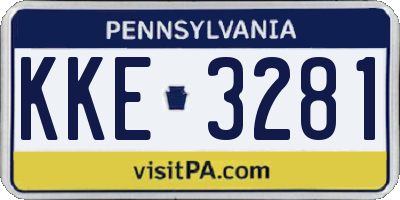 PA license plate KKE3281