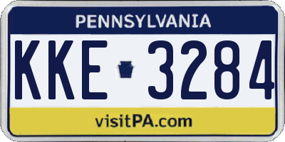 PA license plate KKE3284