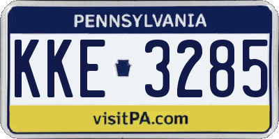 PA license plate KKE3285