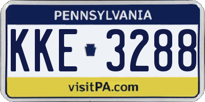 PA license plate KKE3288