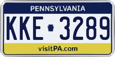 PA license plate KKE3289