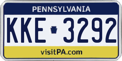 PA license plate KKE3292