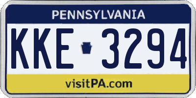 PA license plate KKE3294