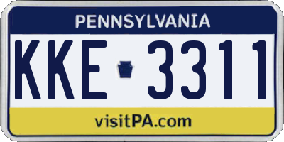 PA license plate KKE3311