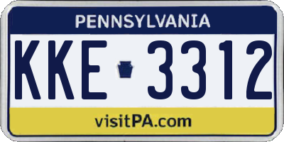 PA license plate KKE3312