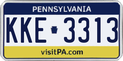 PA license plate KKE3313
