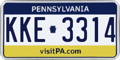 PA license plate KKE3314